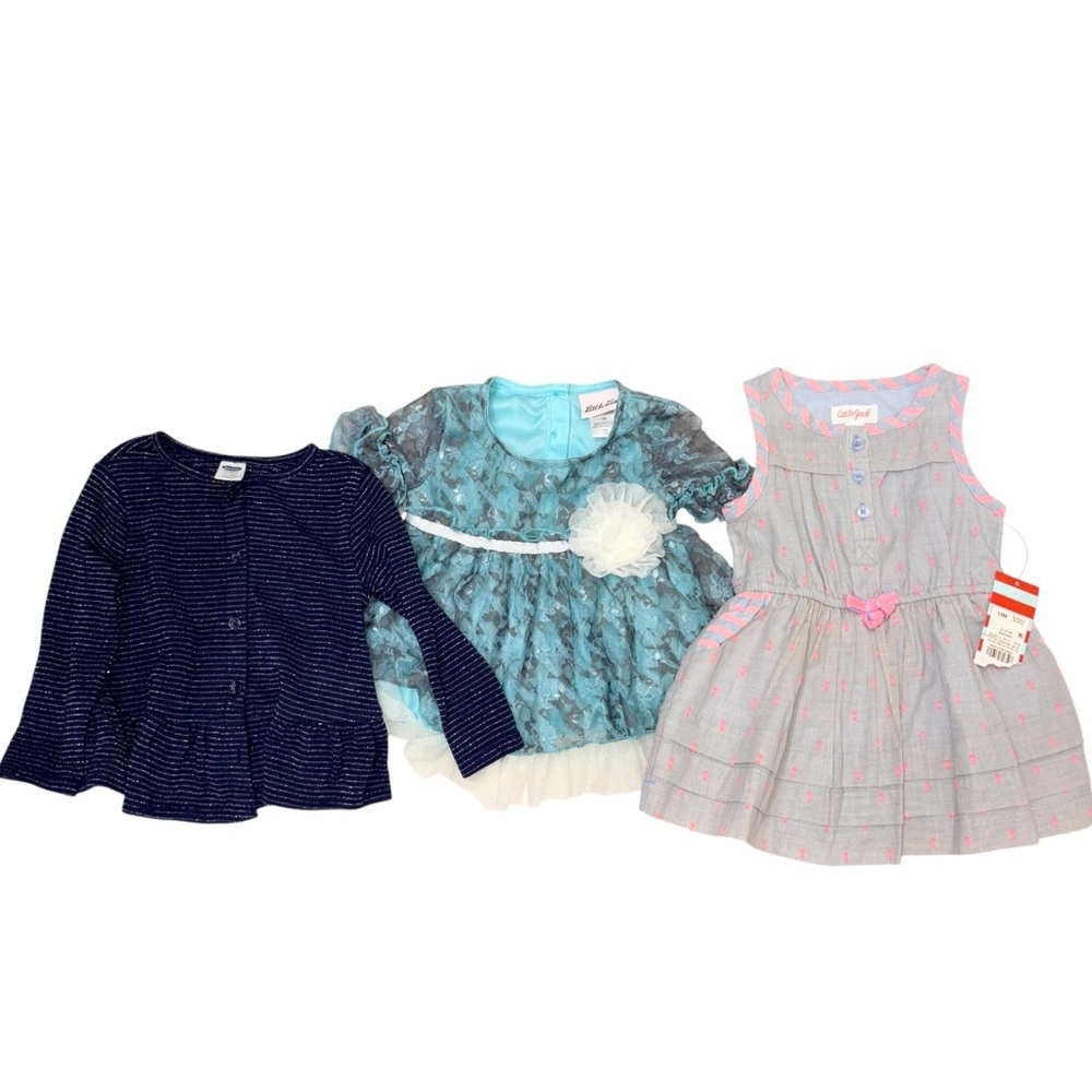 Lot of Three Girls' Dresses and Cardigan for girls size 12m